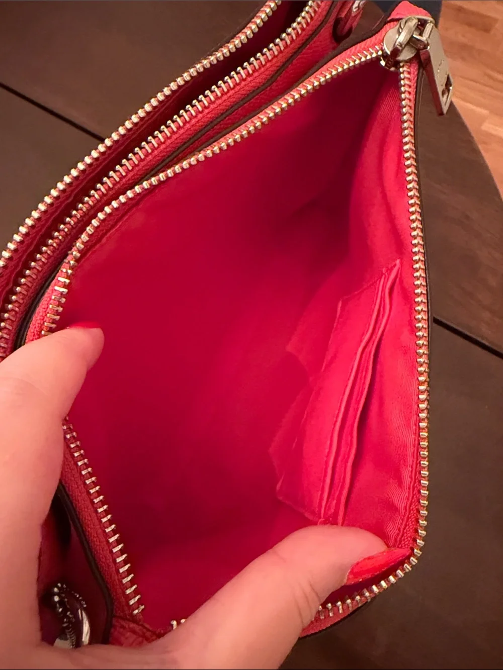 Coach Ombré Red Saffiano Leather Crossbody Clutch